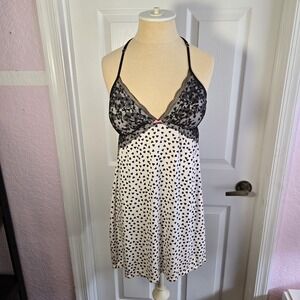 Victoria's Secret Lace Modal Heart Print Nightgown Black White Size‎ S Lingerie